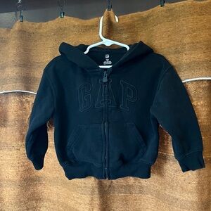 GAP Black Kids Zip Hoodie with Embossed Logo